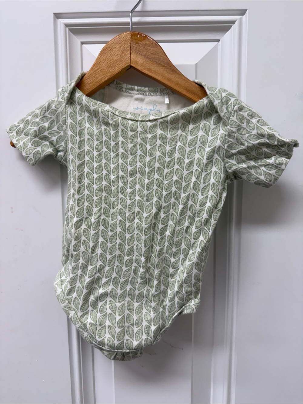 Magnetic Me White Bodysuit with Sage Leaf Accents